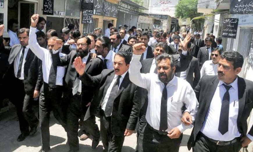 د ميا عاصم کاکاخيل ايډوکيټ په قتل په ټوله صوبه کښې د وکيلانو دعدالتونو نه بائيکايټ